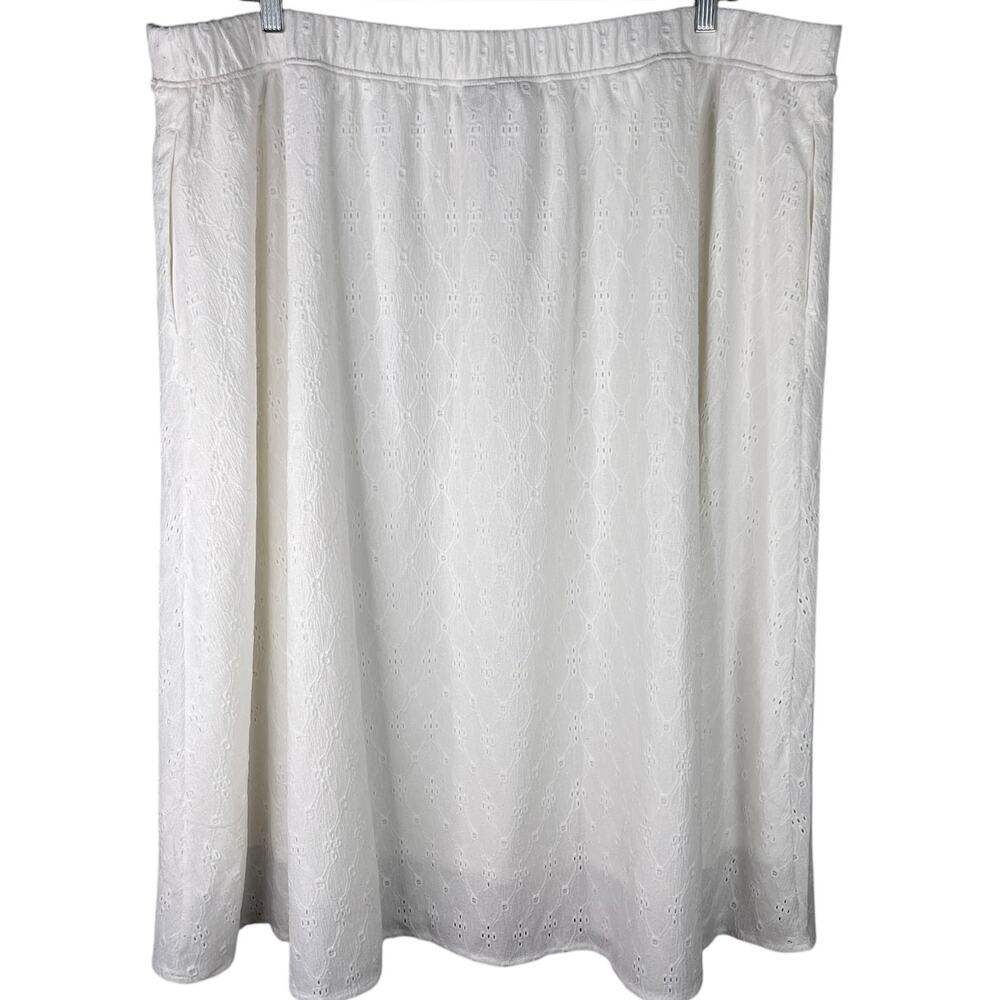Lane Bryant Skirt Lined White Eyelet 26/28 New